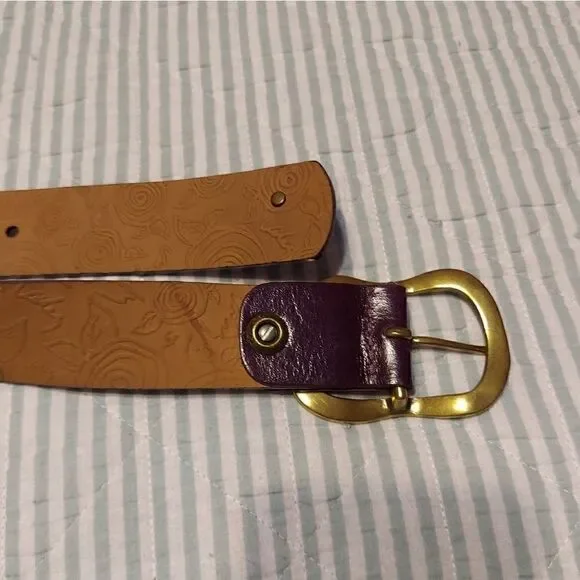 Purple on White Leather belt